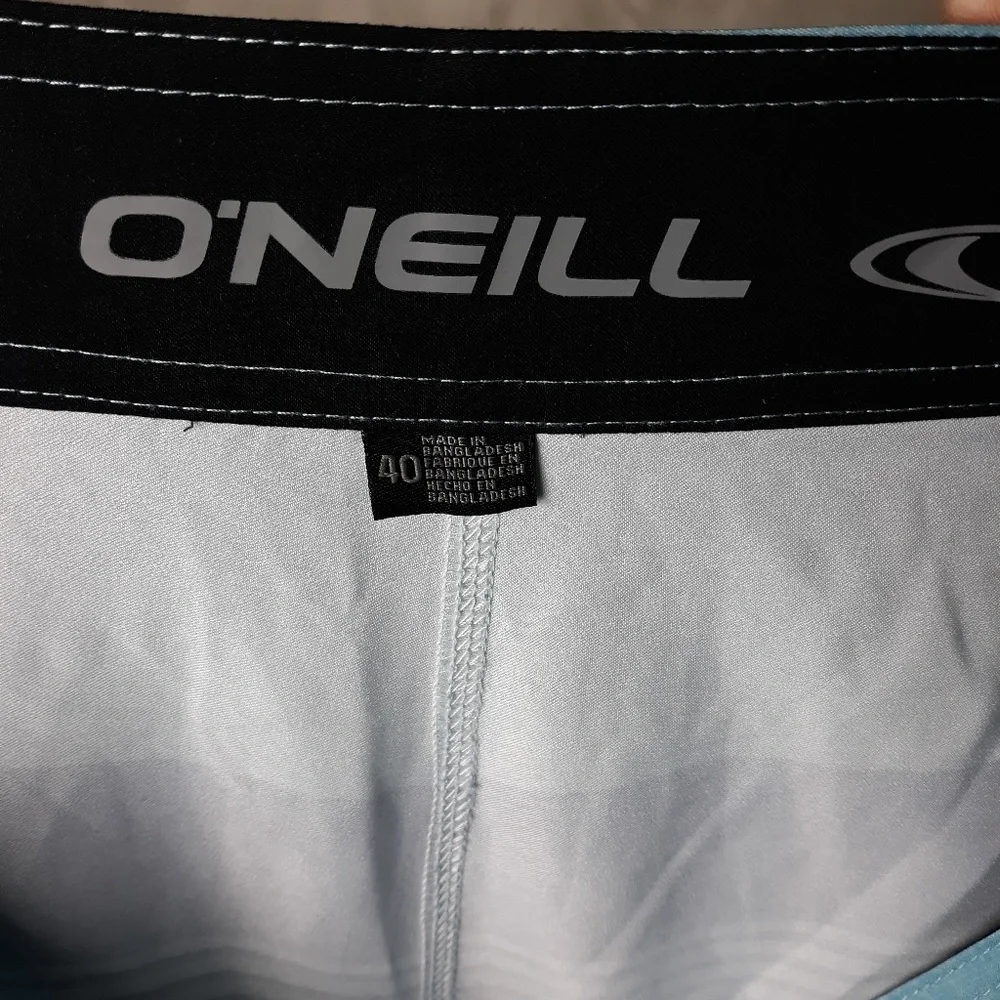 O'Neill Blue and Yellow Stripe Swim Board Shorts sz 40
